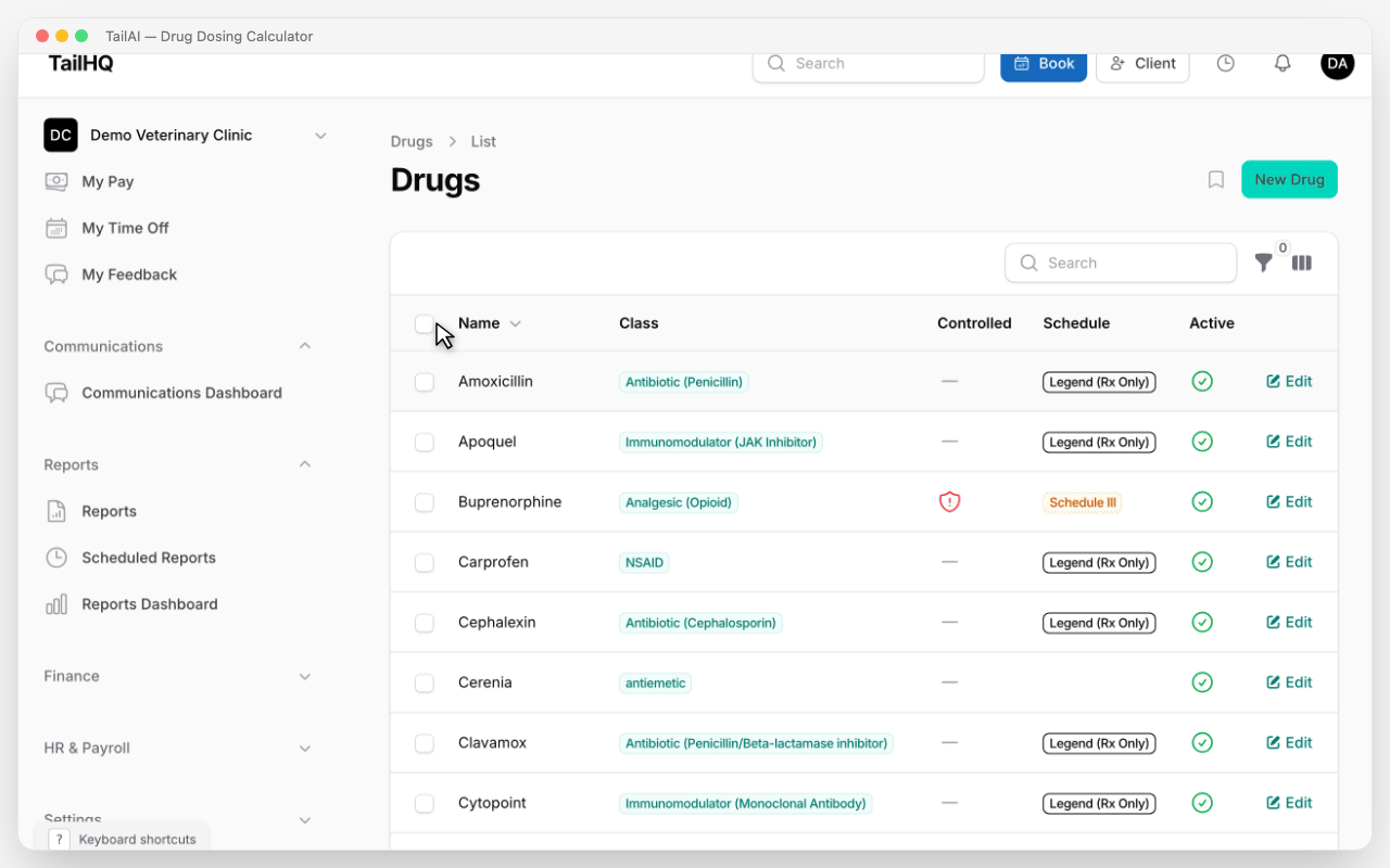 TailAI drug dosing calculator